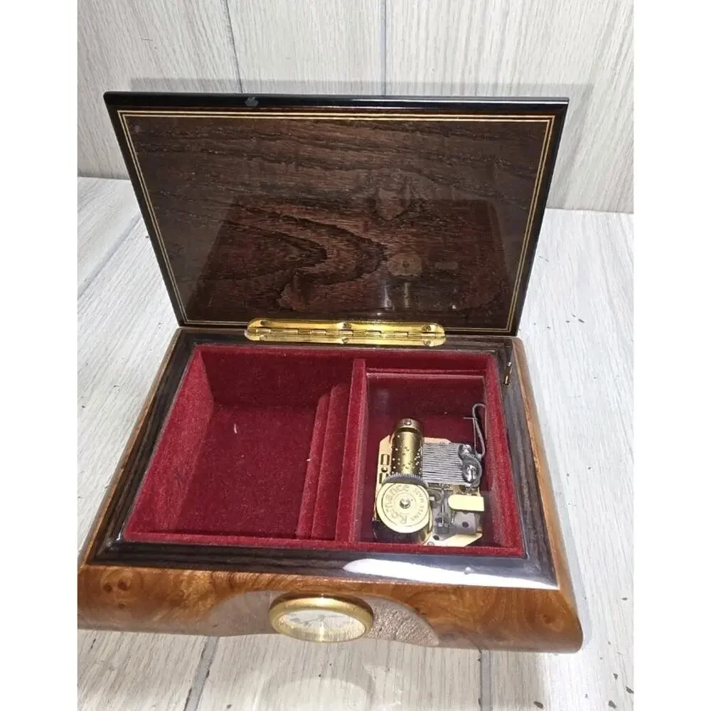 Vtg Floral Inlaid Music Box Romance Swiss Edelweiss R Rogers 6307 Jewelry